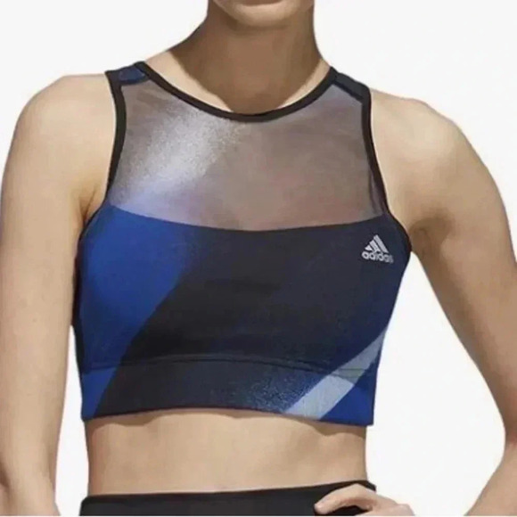 Adidas Unleash Confidence Sports Bra/crop top,mesh upper high neck,full line - Picture 1 of 6